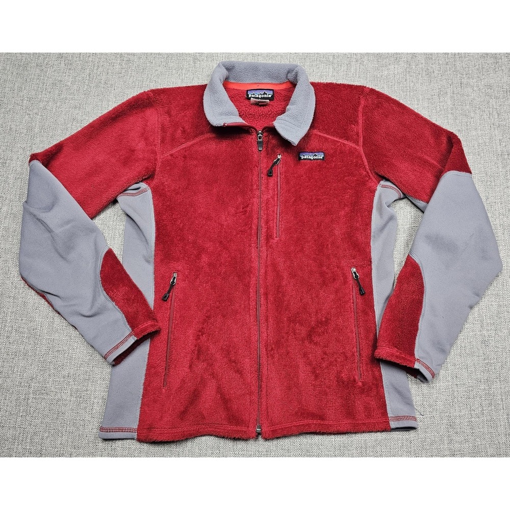 Patagonia Fleece Jacket Womens Medium Red Gray Polartec Thermal Pro Regulator